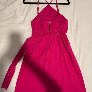 Pink linen dress